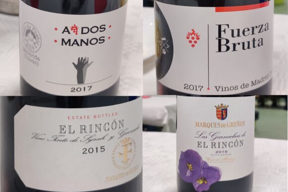Etiquetas de los cuatro vinos catados
